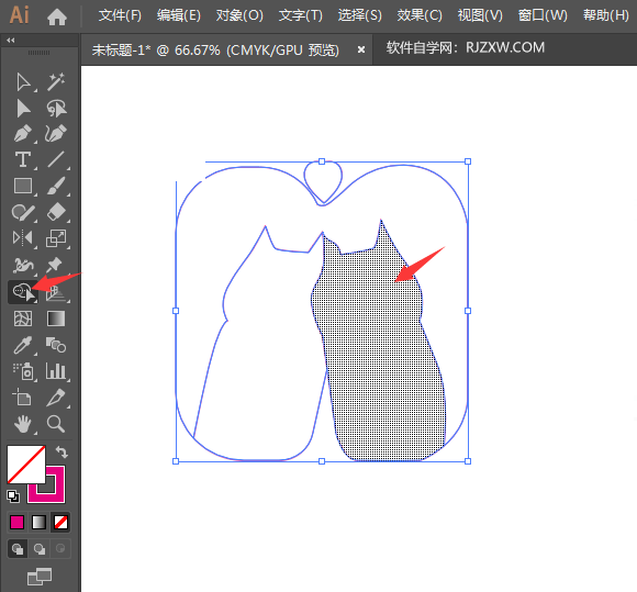 ai怎么画一对爱心小猫