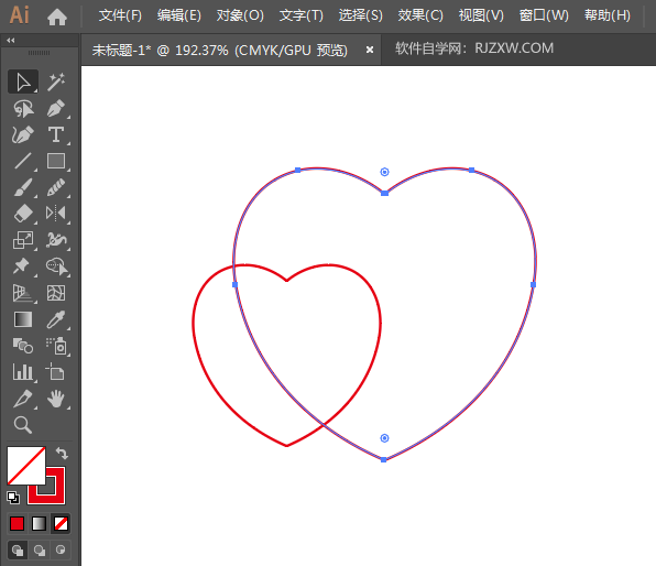 ai怎么画一个两个心形图案