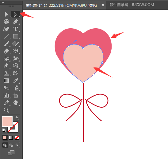 ai怎么画一个心形棒