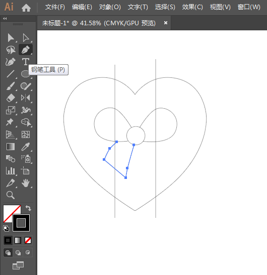 ai怎么画一个心形结图案