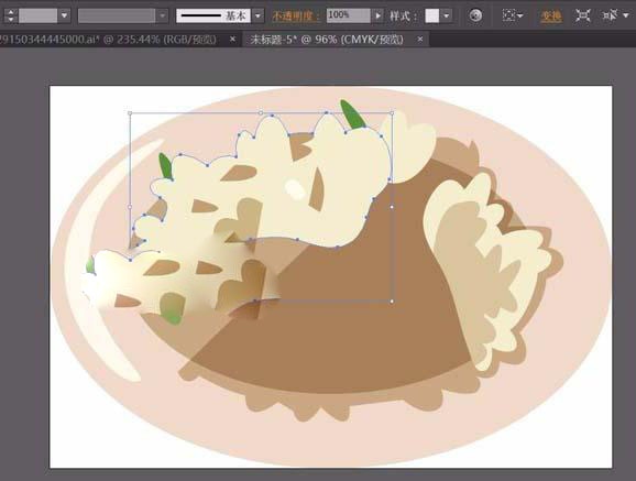 ai怎么画一碗香菇炒菜效果