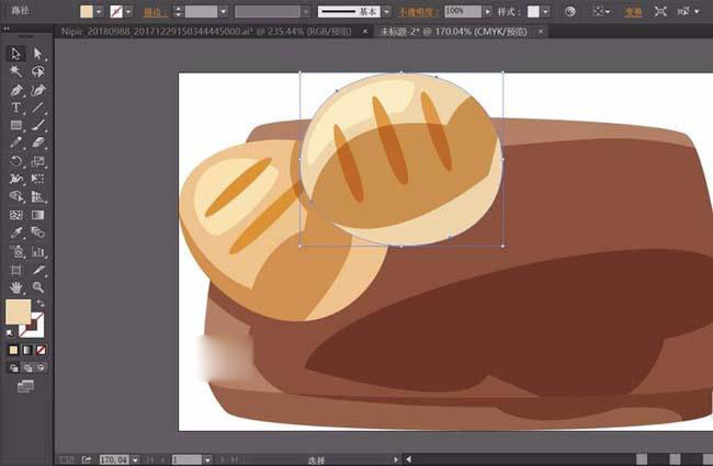 ai设计面包图案的步骤