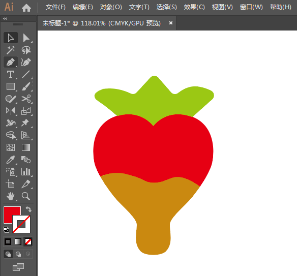 ai怎么画一颗心形草莓