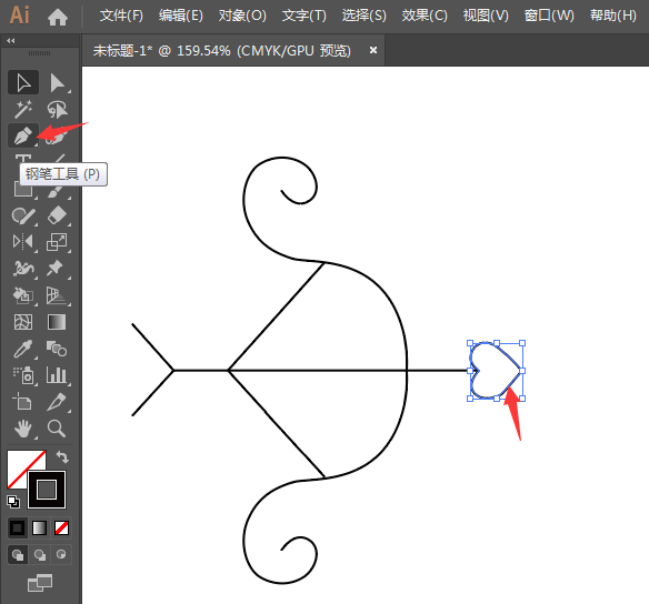 ai怎么画丘比特的箭