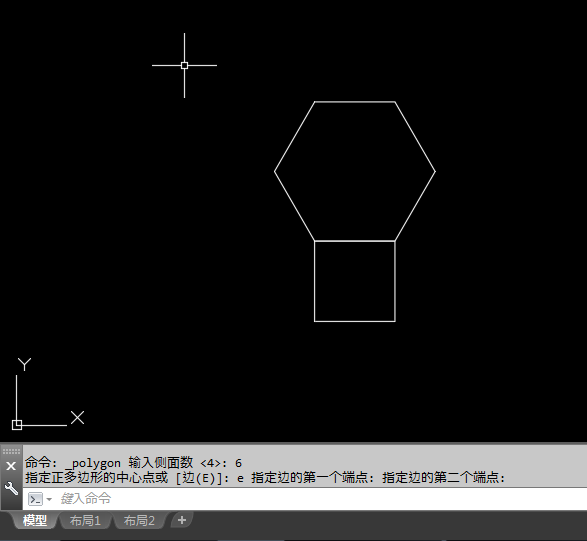 CAD2018怎么以矩形的边画六边形