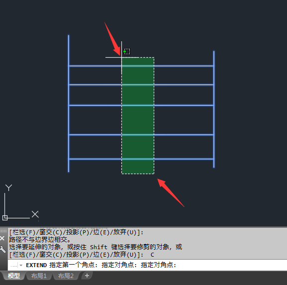 CAD怎么窗选延伸所有对象