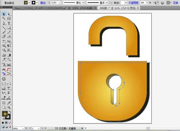 ai怎么绘制小金锁图案