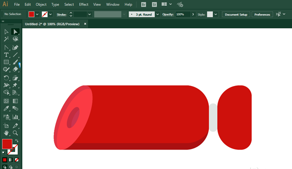 火腿肠简笔画怎么用AI软件设计出来