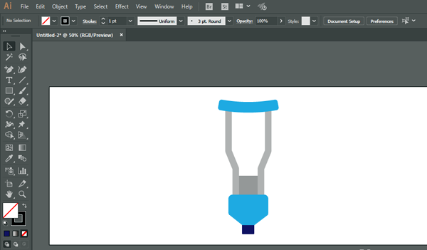 拐杖logo图标怎么使用AI设计出来