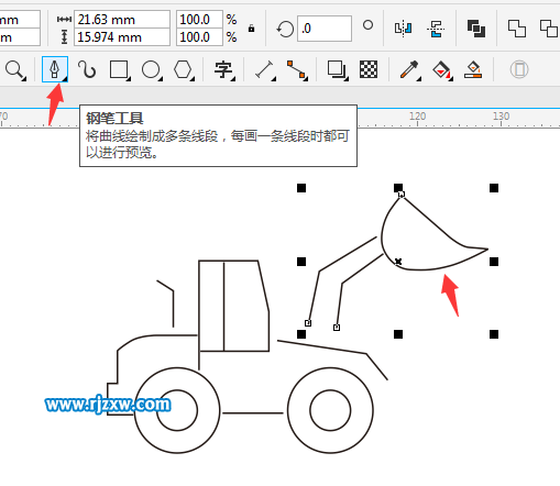 叉车简笔画怎么用Coreldraw软件绘制？