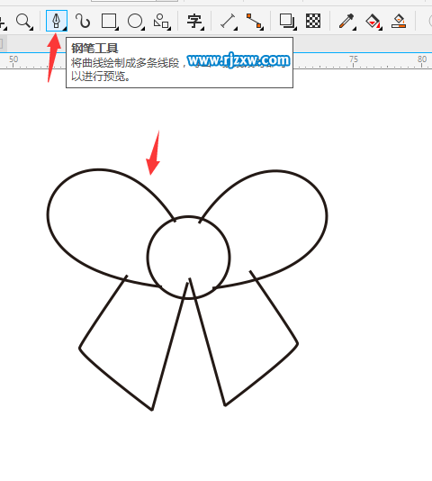 CDR设计蝴蝶心结简笔画教程