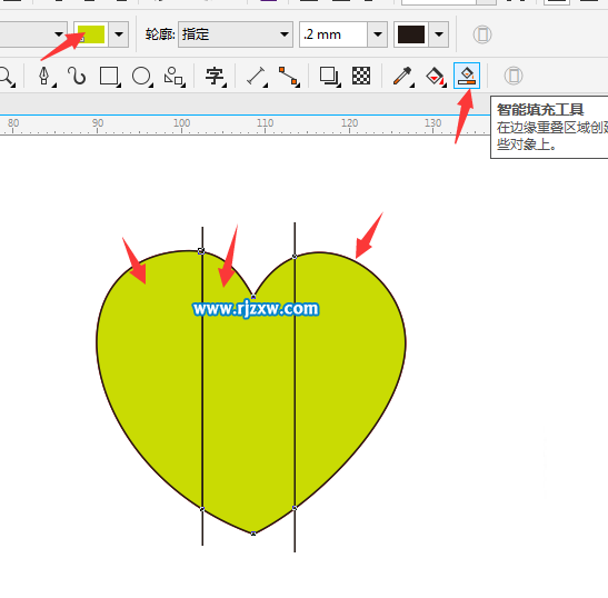 CDR设计蝴蝶心结简笔画教程