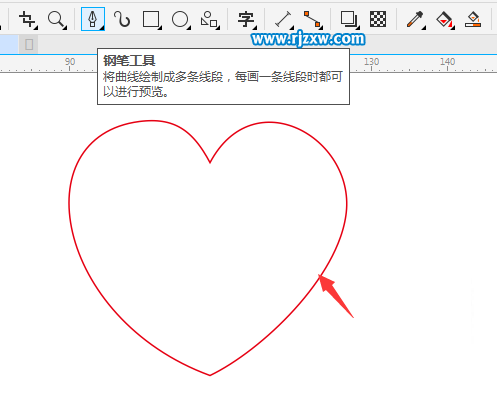 CDR设计蝴蝶心结简笔画教程
