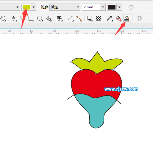 CDR智能填充绘制草莓简笔画教程