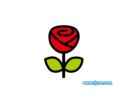 CDR钢笔工具绘制玫瑰简笔画