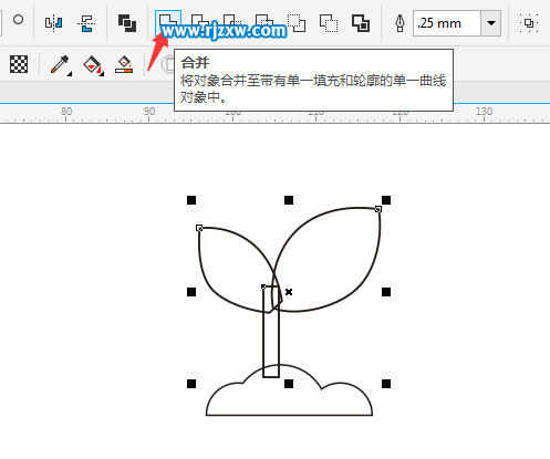 CDR制作小草简笔画的方法