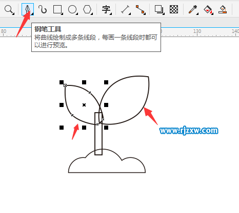 CDR制作小草简笔画的方法