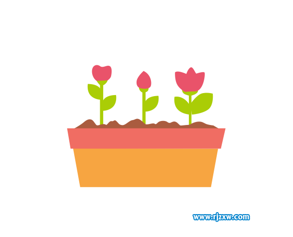 使用CDR钢笔工具绘制花盆与花朵