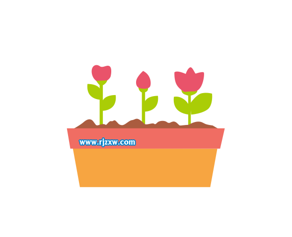 使用CDR钢笔工具绘制花盆与花朵