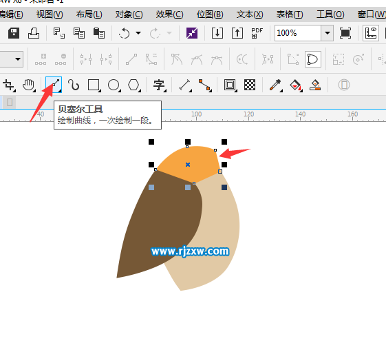 利用CDR贝塞尔工具设计小鸟简笔画