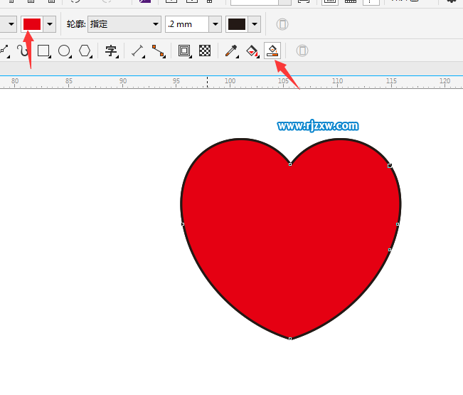 利用CDR节点对齐绘制对称的心形图