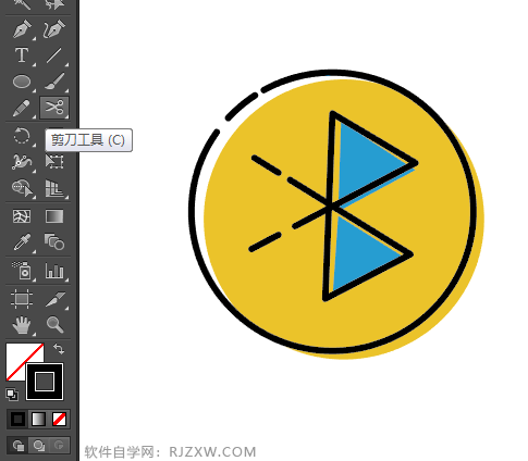 卡通蓝牙图标AI制作教程