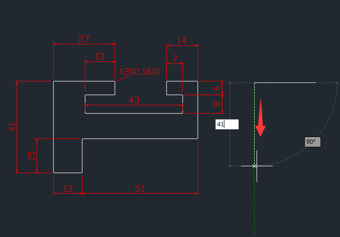 CAD使用鼠标方向与输参数画图