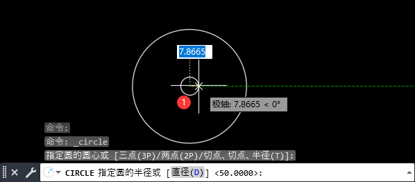CAD以直径参数画圆的方法