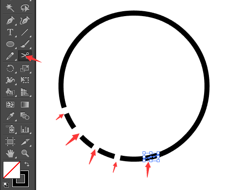 AI剪刀工具制作断点圆形教程