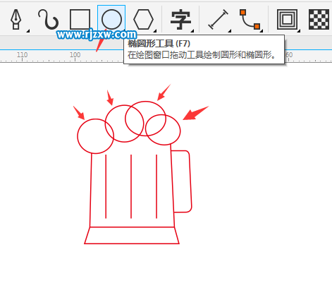 简笔画啤酒杯怎么用CDR画出来