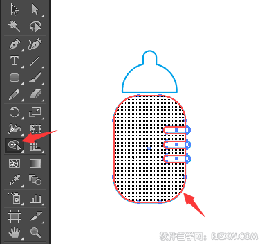 儿童奶瓶图标怎么用AI画出来