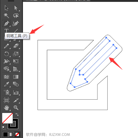 铅笔字形图标怎么用AI画出来