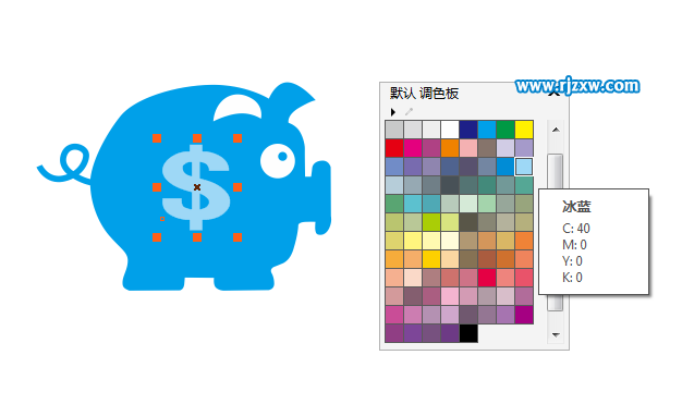 CDRX8设计存钱罐猪的标志