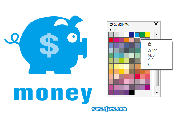 CDRX8设计存钱罐猪的标志