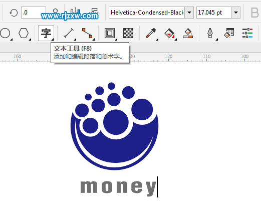 CDRX8制作以圆形为主题的MONEY标志