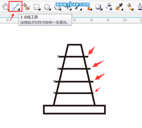 CDR怎么制作橡胶路锥的图标