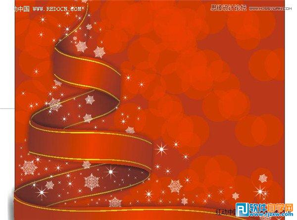 制作圣诞节的红丝带