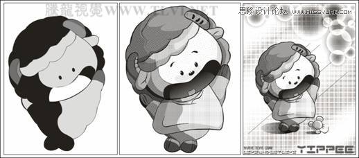 CorelDRAW X7设计方格型的卡通玩偶