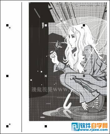 用CorelDRAW方形网格设计雨中的玫瑰