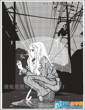 用CorelDRAW方形网格设计雨中的玫瑰