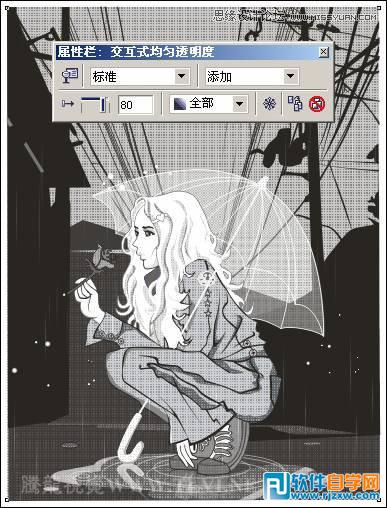 用CorelDRAW方形网格设计雨中的玫瑰