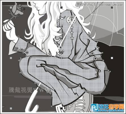 用CorelDRAW方形网格设计雨中的玫瑰