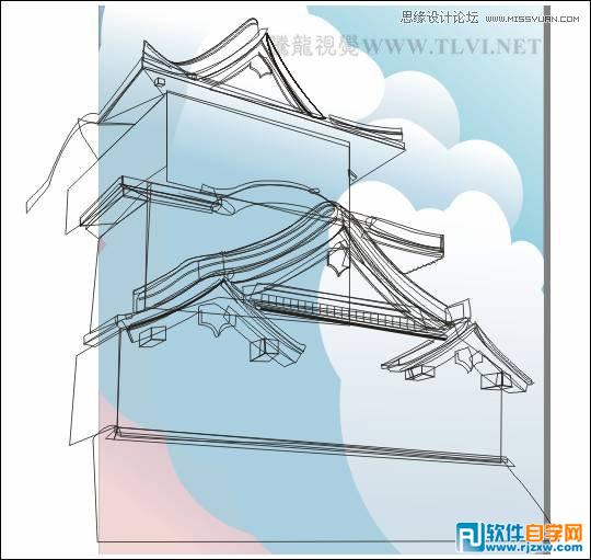 用CorelDRAWX6设计中国风古典建筑城楼教程