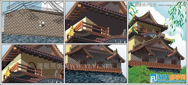 用CorelDRAWX6设计中国风古典建筑城楼教程