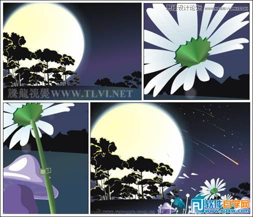 用CorelDRAWX7设计月圆之夜飞逝的流星教程