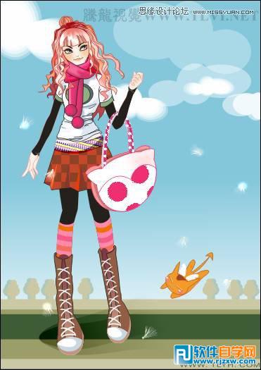 用CorelDRAWX7设计卡通风格的时尚美女教程