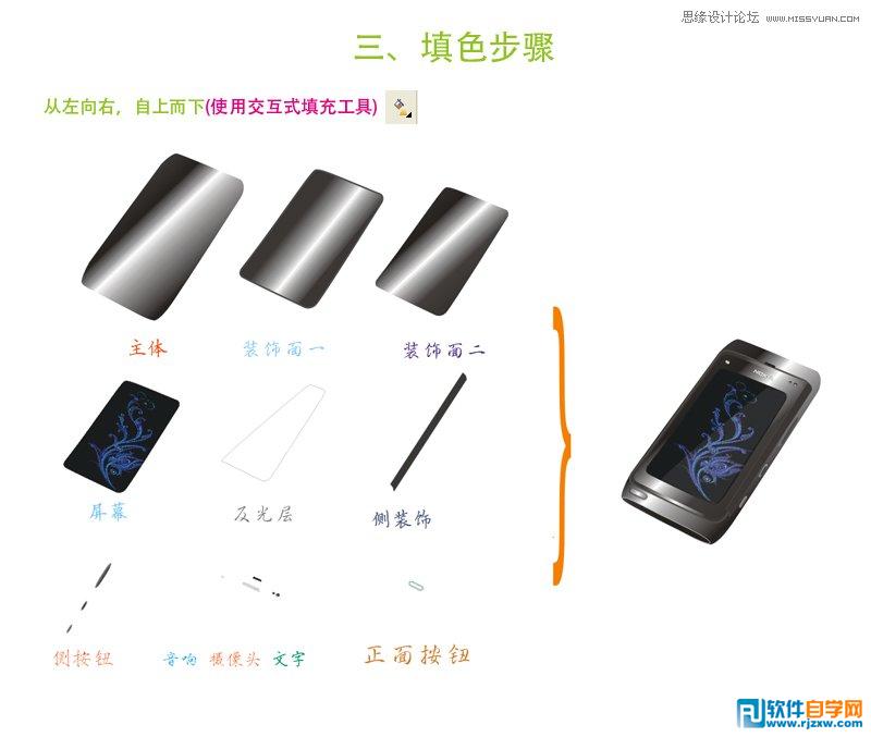 用CorelDRAW设计微软诺基亚N8手机图标