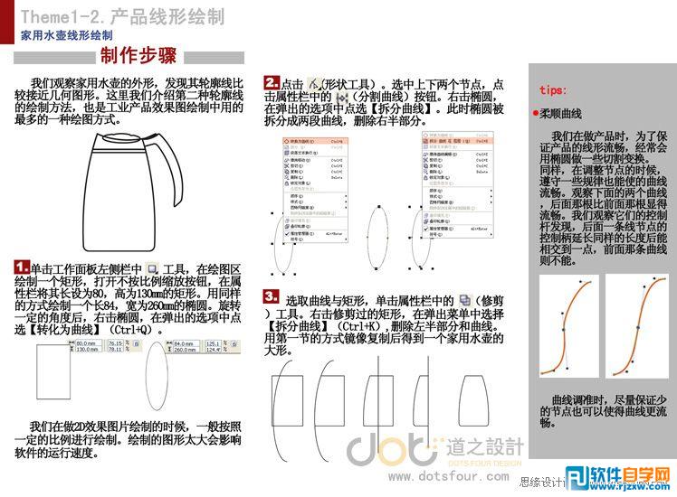 教你用Coreldraw设计家用水壶的轮廓图
