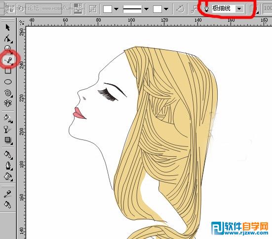 教你怎么用Coreldraw的贝塞尔工具绘制时尚女性