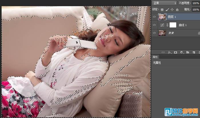 PS给室内偏暗美女加上唯美淡青色